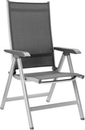 Kettler Basic Plus Advantage Gartenstuhl-Hochlehner verstellbar, Silber/anthrazit, Einfach zusammenklappbar, Praktischer Klappstuhl