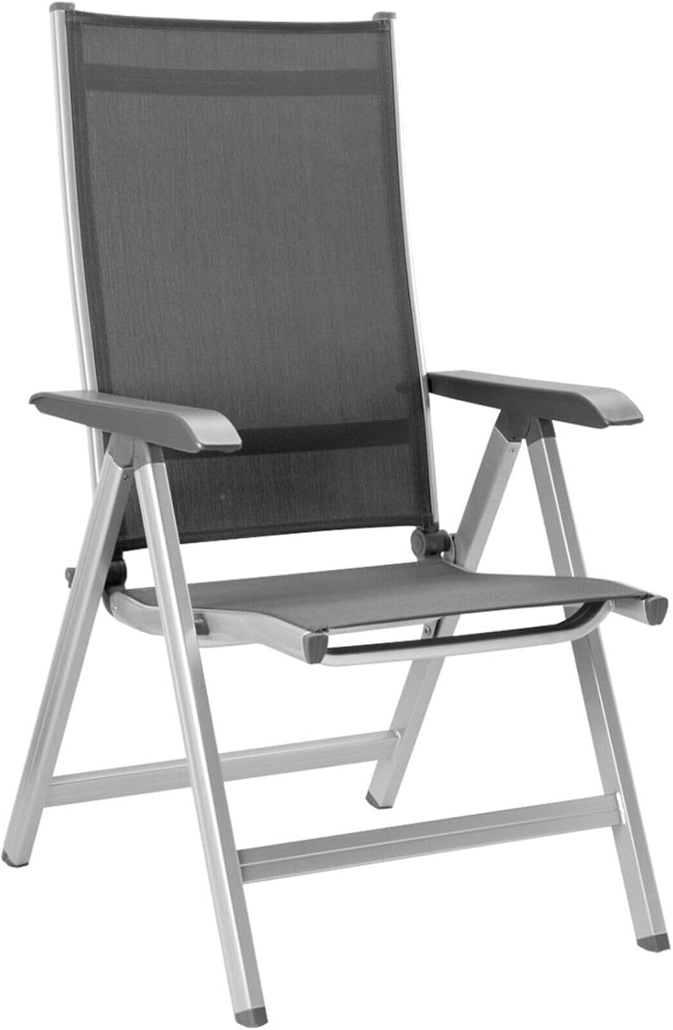 Kettler Basic Plus Advantage Gartenstuhl-Hochlehner verstellbar, Silber/anthrazit, Einfach zusammenklappbar, Praktischer Klappstuhl