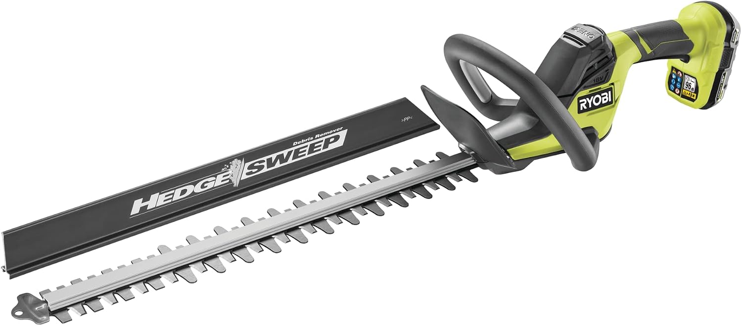 RYOBI 18 V ONE+ Akku-Heckenschere RY18HT50A-120,50 cm Klinge, Inkl. 2,0 Ah Akku und Ladegerät, 24 mm Messerabstand