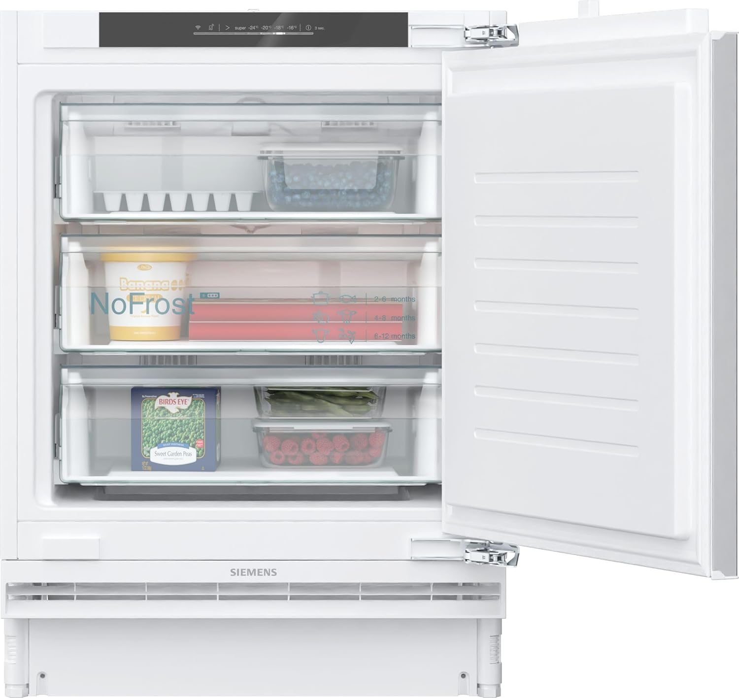 Siemens GU21NADE0 iQ500 Smarter Einbau-Gefrierschrank, 82 × 59,8 cm, 85 l Gefrieren, Flachscharnier mit Softeinzug, NoFrost, Nie wieder abtauen