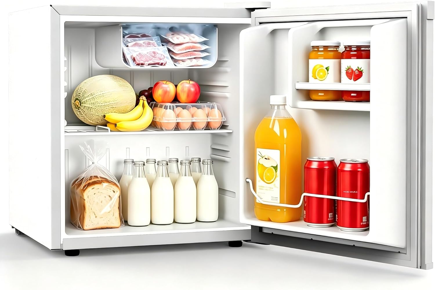 WELLENT 46 l Mini Kühlschrank, Kühlschrank klein ohne Gefrierfach, 43 dB, 7-Stufiges Thermostat, Umkehrbarer Tür, Leiser Betrieb