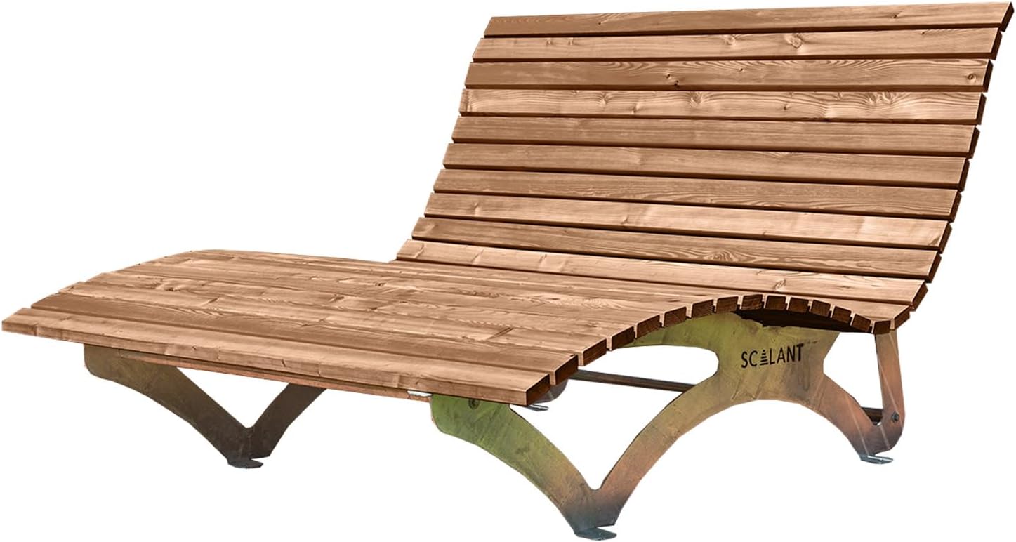 SCALANT Liege Waldsofa Classic, Thermokiefer, 2-3 , für 2-3 Personen, Holzliege für den Garten, feuerverzinkt, wasserbeständig, Sonnenliege