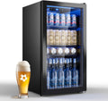 TRIUMPHKEY 90 l Mini-Kühlschrank mit Glasfront, Glastür, Kompakter Getränkekühlschrank für bis zu 128 Dosen, Mit verstellbaren Regalen für Bier, Wein