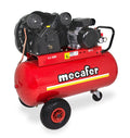 Mecafer 425316 fahrbarer Kompressor, 2-Zylinder-V-Pumpe, 3 PS/2, 2 kW, 9 bar, 360 l/min, 100 L, Riemenantrieb, l-Kessel, Rot/Schwarz