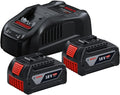 Bosch Professional 18 V System Akku Starter-Set: 2x GBA 18 V 5.0 Ah Akku + Schnellladegerät GAL 1880 CV