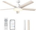 DREO Smart Deckenventilator mit Licht, 132 cm, 12 Geschwindigkeiten, 3 Modi, Stufenlos dimmbares LED-Beleuchtung, Leiser DC-Motor, 12H-Timer, Weiß