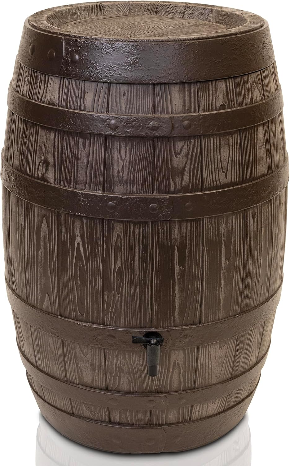 YourCasa Regentonne 250 Liter Barrel mit windsicherem Deckel, Regenfass Frostsicher aus Kunststoff in Holzoptik, Regenwassertank Garten