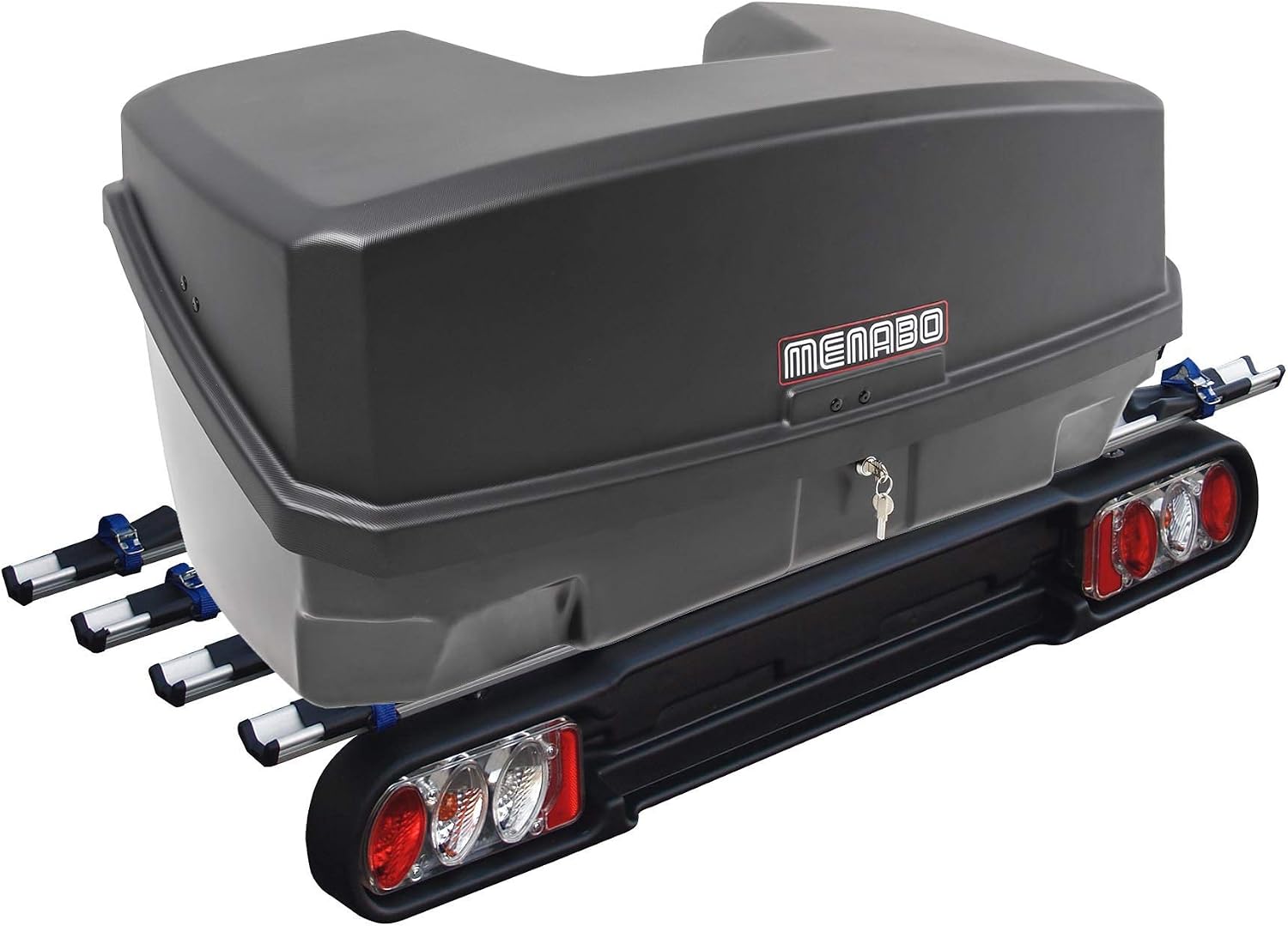 MENABO Race Fahrradträger Räder klappbar Heckträger, für 4 Räder klappbar + Nekkar schwarz Transportbox, Aluminium