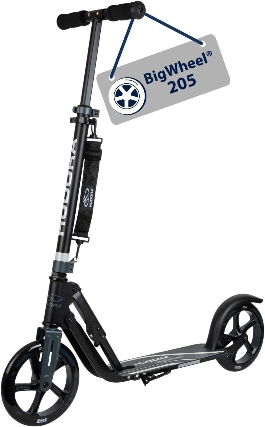 HUDORA BigWheel 205 Scooter, Sportlicher Kinder- & Erwachsenenroller für bis zu 100 kg, Stabiler Aluminium-Roller