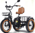 KAKIGO Elektro-Dreirad Für Erwachsene, 48 V 15.6 Ah Akku, 250 W Motor, 20 Km/h, 20'x4' Fat Tires, Aluminium Faltbares E-Bike, 95 Nm, Differenzial