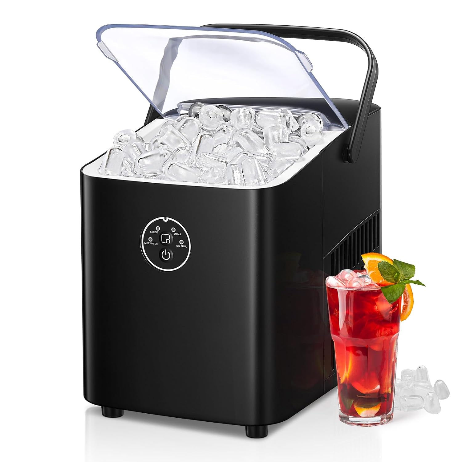 NORTHCLAN Kompakte Eiswürfelmaschine für Küche, 2 Eiswürfel Größen für Küche, 14 KG in 24 Stunden, 8 Eiswürfel ab 6 Minuten, bis 14 kg/24 h