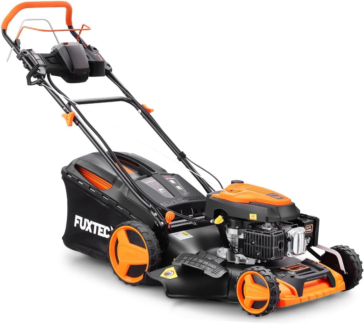 FUXTEC 4in1 Benzin Rasenmäher mit Elektrostart FX-RM5196eS • 6 PS • 196 CCM 4-Takt Motor • 51 cm Schnittbreite • Mulchmäher mit Radantrieb • E-Starter