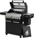 FEUERGOTT Gasgrill Hektor 4B-S Edelstahl Gasgrillstation 4 Brenner, Seitenkocher und Kochplatte Inkl. Abdeckhaube für Garten, Infrarot Sear-Brenner