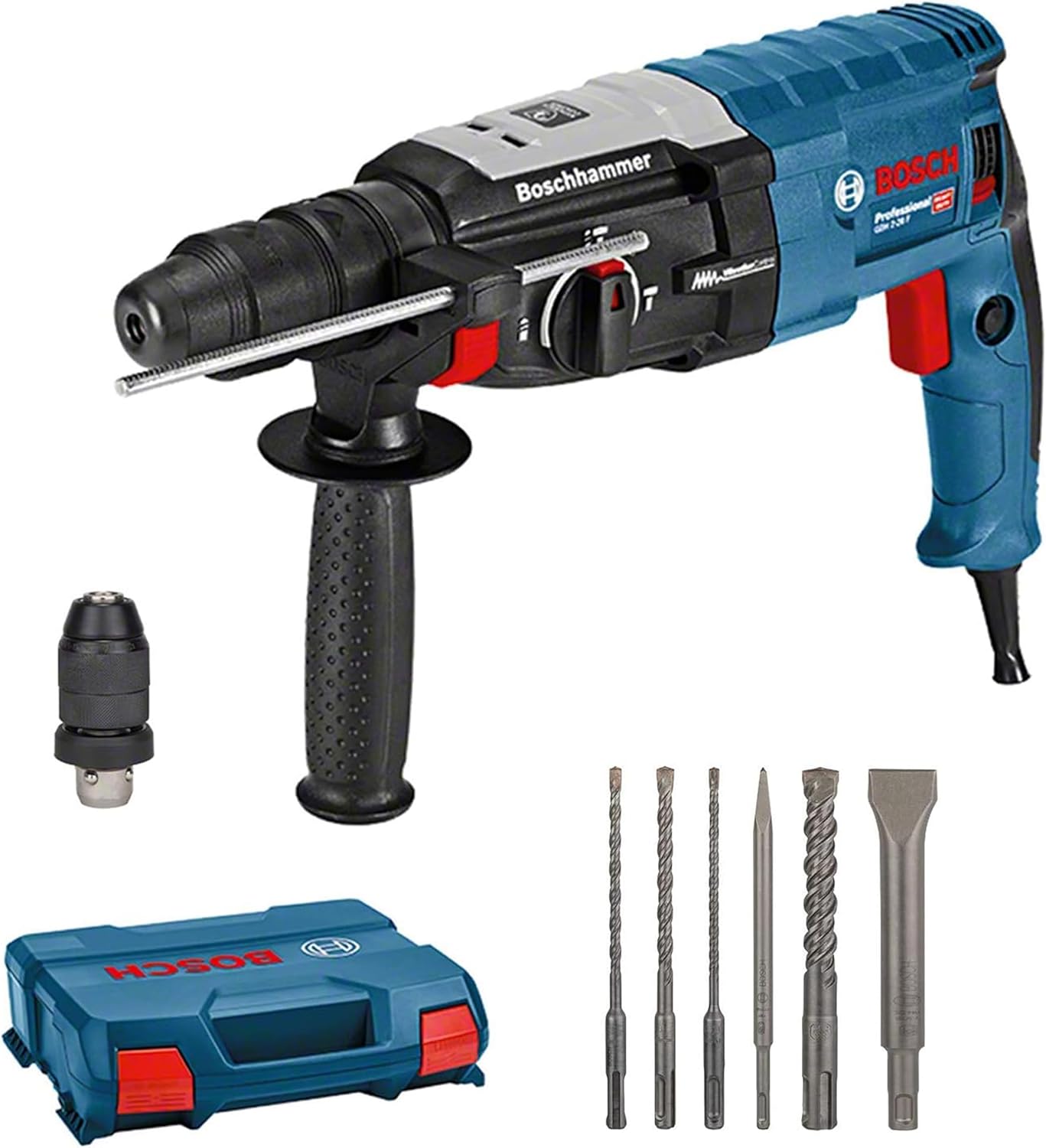 Bosch Professional Bohrhammer GBH 2-28 F, Inkl. 6tlg. Bohr-Meißel-Set, Bohr-Ø Beton max: 28 mm, Leistung 880 Watt, SDS-Plus, Amazon Exclusive
