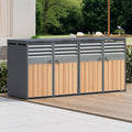 RAPRAP Mülltonnenbox 4Er für 4 Mülltonne Bis 240L mit Klappdeckel Schrank, 4 Bin, Grau/Holz, Lüftungsöffnung Mit Lamellen, Abschließbar, Zwei Türen