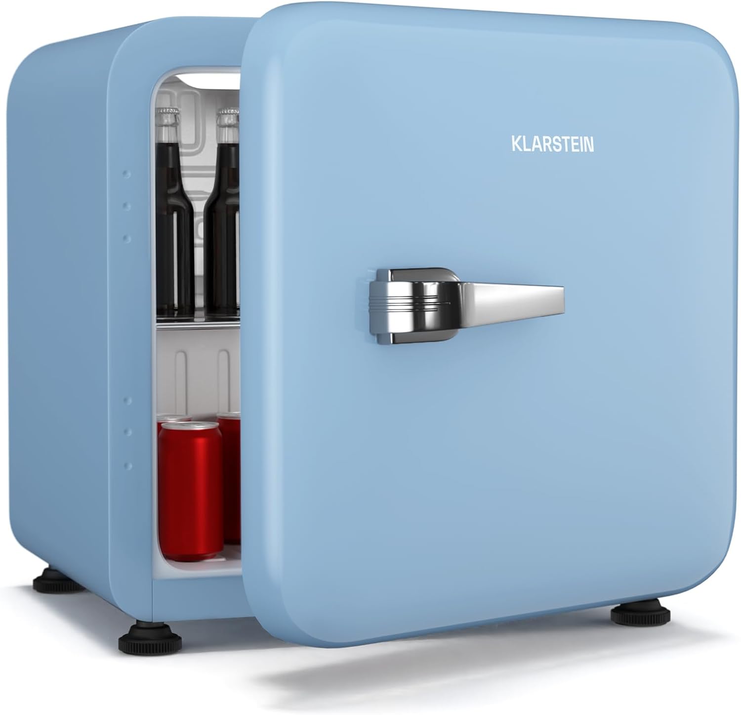 Klarstein Audrey Evo 43 l Mini Kühlschrank, Leise 40 dB, Kompakter Kühlschrank Klein mit Verstellbaren Füßen und Wendetür, Mechanischer Thermostat