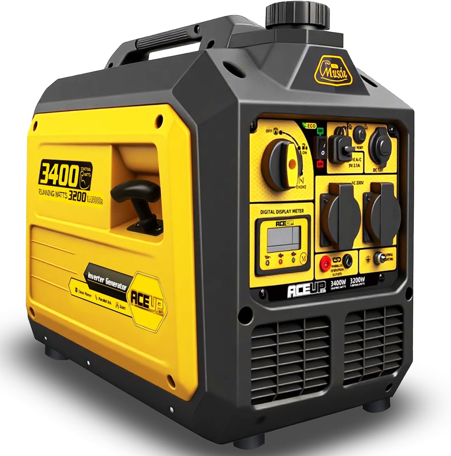 Aceup Energy 3400 W Inverter Stromerzeuger Benzin, 23 kg Ultraleicht für Camping, Leises Notstromaggregat mit Reinem Sinus, Type-C, Outdoor & Home