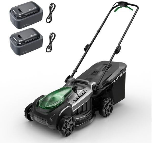 KraftSense 40-V-Akku-Rasenmäher für Gärten bis 600 m2, für mittelgroße Gärten bis 600m2, Elektro-Rasenmäher mit 43 cm Schnittbreite, 2 × 20 V/5 Ah