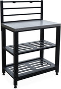 sweeek Standregal Outdoor-Küchenregal Stahl 80 , 2 Ablagen und Aufhängestangen für Terrasse, 80 cm breit, Edelstahl-Arbeitsplatte, Grimaud