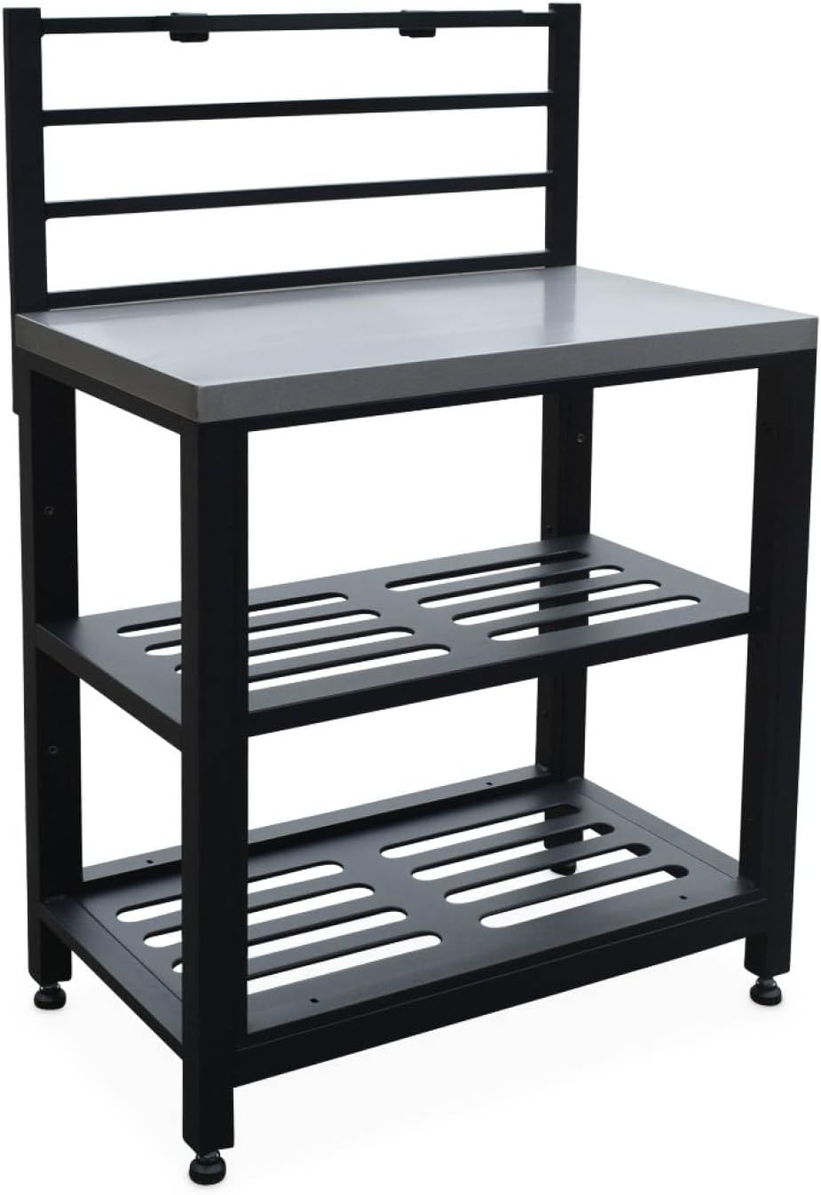 sweeek Standregal Outdoor-Küchenregal Stahl 80 , 2 Ablagen und Aufhängestangen für Terrasse, 80 cm breit, Edelstahl-Arbeitsplatte, Grimaud