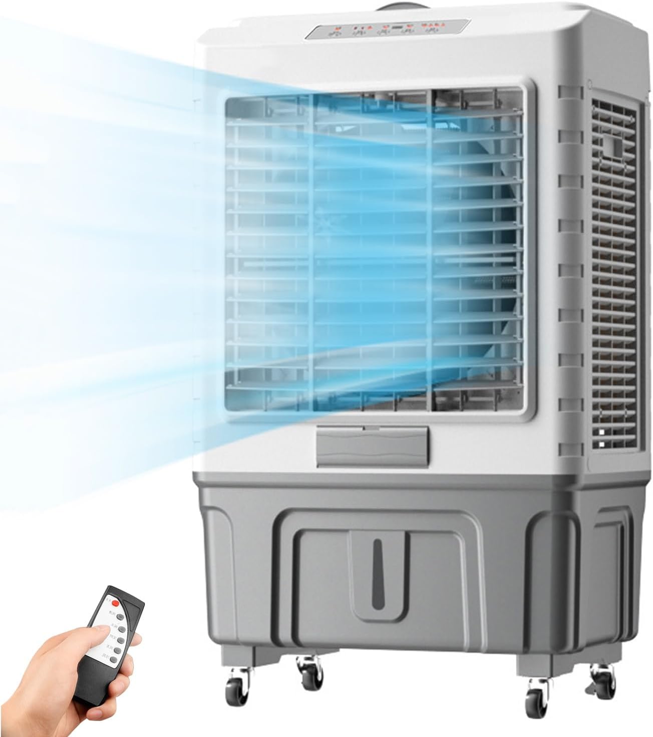 Generisch Kommerzieller Verdunstungsluftkühler, 7, 5H Timer für effiziente Kühlung, 50L Wassertank, 3 Windgeschwindigkeiten, 200W, Display