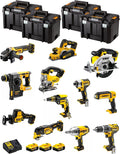 JG todotaladros DWK1202T DCD796 DCH273 DCG405 DCF887 Werkzeugsets, 3 × 5, 0-Ah-Akkus, DCB115 Ladegerät und 4 TSTAK-VI-Koffern, Schwarz/Gelb