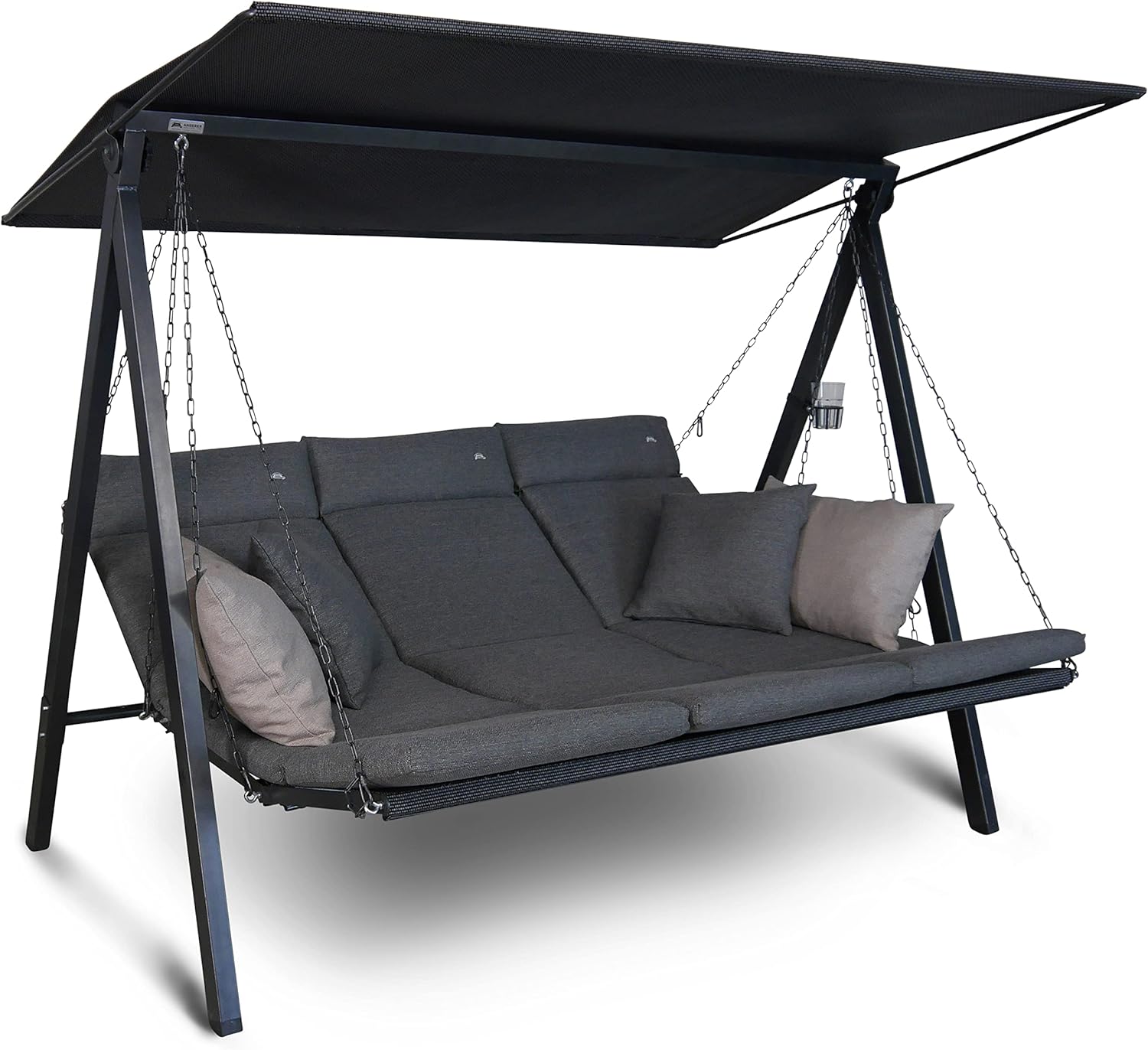 ANGERER Hollywoodschaukel Lounge Smart Ashgrey Hollywoodschaukeln, Grau/Schwarz, verstellbar, Stahl