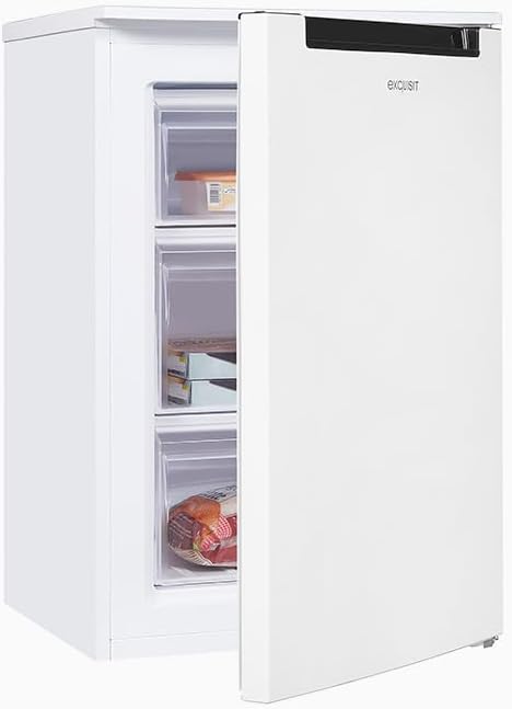 Exquisit Gefrierschrank, 87 l Nutzinhalt, 85,5 cm Höhe, 40 dB, GS581-040Cweiss, Energieklasse C, Manuelle Temperaturregelung, Manuelles Abtauen
