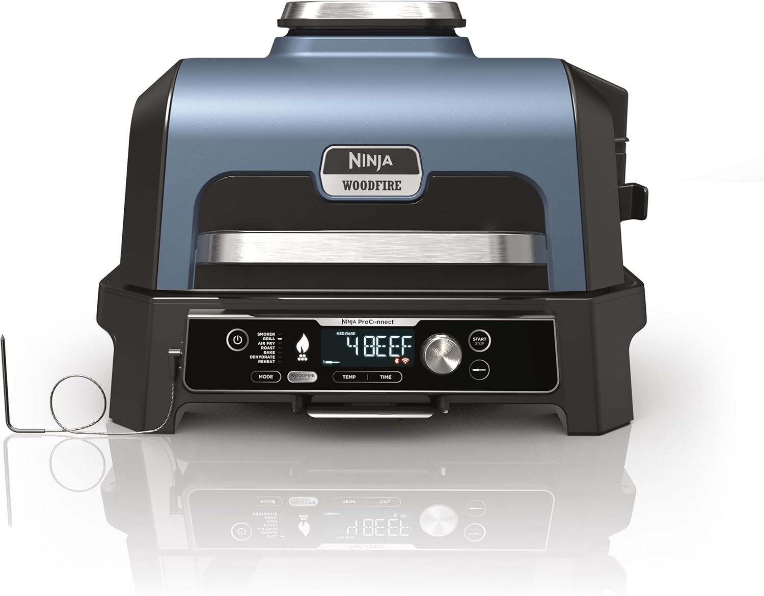 Ninja Woodfire Pro Connect XL Elektrischer Grill und Smoker mit App-Steuerung, Digitaler Sonde