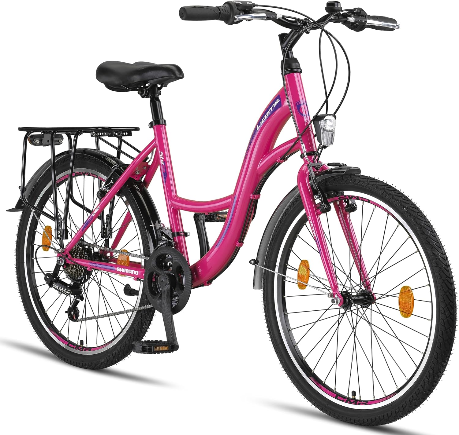 Licorne Bike Stella Premium City Bike in 20', 24', 26', 28' Fahrrad für Mädchen, Herren und Damen 21 Gang-Schaltung, 6 Gang bei 20 Zoll