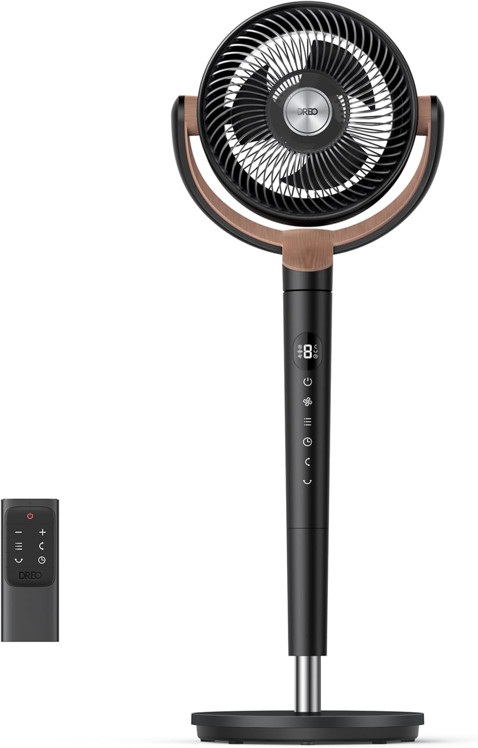 DREO 23 dB leiser Standventilator, 27M Windentfernung, 89-102 cm Höhe 3 Modi 8-Geschwindigkeit, 120°+120° Omni-direktionale oszillierende Ventilator
