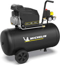 MICHELIN, Luftkompressor MX Pop Air 50-2 l, Luftdurchsatz 195 l/min, Tank 50 Liter mit Rädern, Motor mit 2 PS, Maximaler Druck 8 bar