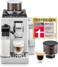De'Longhi Rivelia EXAM440.55.W Kaffeevollautomat, Milchschaum, Wechselbarer Bohnenbehälter, 16 Kaffee- & Milchgetränke auf Knopfdruck, Weiß