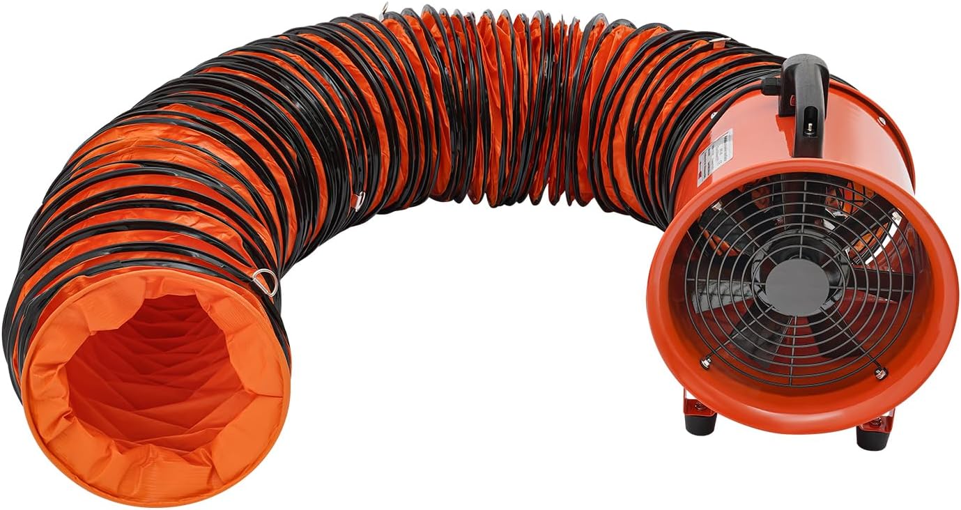 ACROSSPART Industrieventilator Axialgebläse Ventilator, 68 dB, wasserbeständig, Ventilator Bau, Orange/Schwarz, Stahl