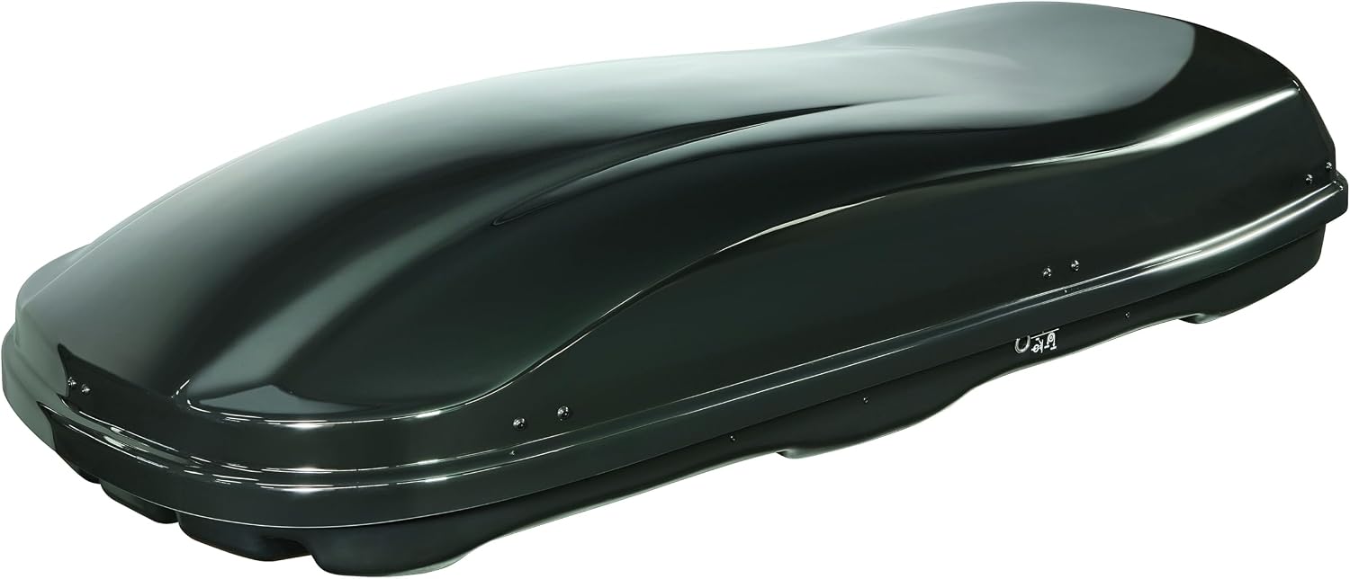 Farad Marlin Dachbox 680 l schwarz metallic mit Elastisches Befestigungsnetz, Doppelter Seitenöffner, TÜV-GS Zulassung, 5 Jahre Garantie