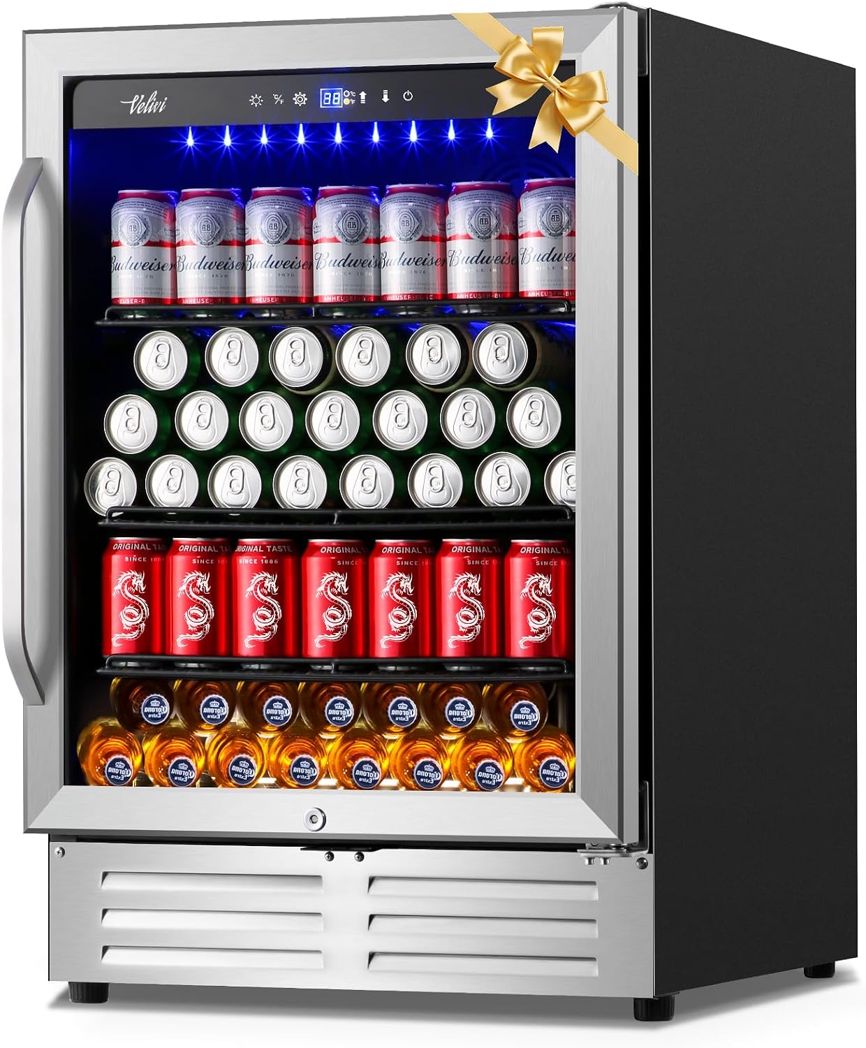 Velieta Getränkekühlschrank, 24 Zoll, Schwarz/Silber